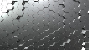 A background image with gradient grey hexagons